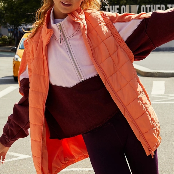 NWT FP Movement Exotic Melon Pink Piper Packable Puffer Vest S